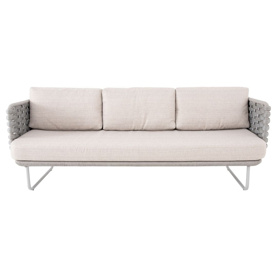 Veredas Sofa Aluminum White Color Nautical Knit Silver Color Upholstered Seat Quaker Fabric Beige Mix