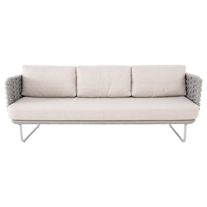 Veredas Sofa Aluminum White Color Nautical Knit Silver Color Upholstered Seat Quaker Fabric Beige Mix