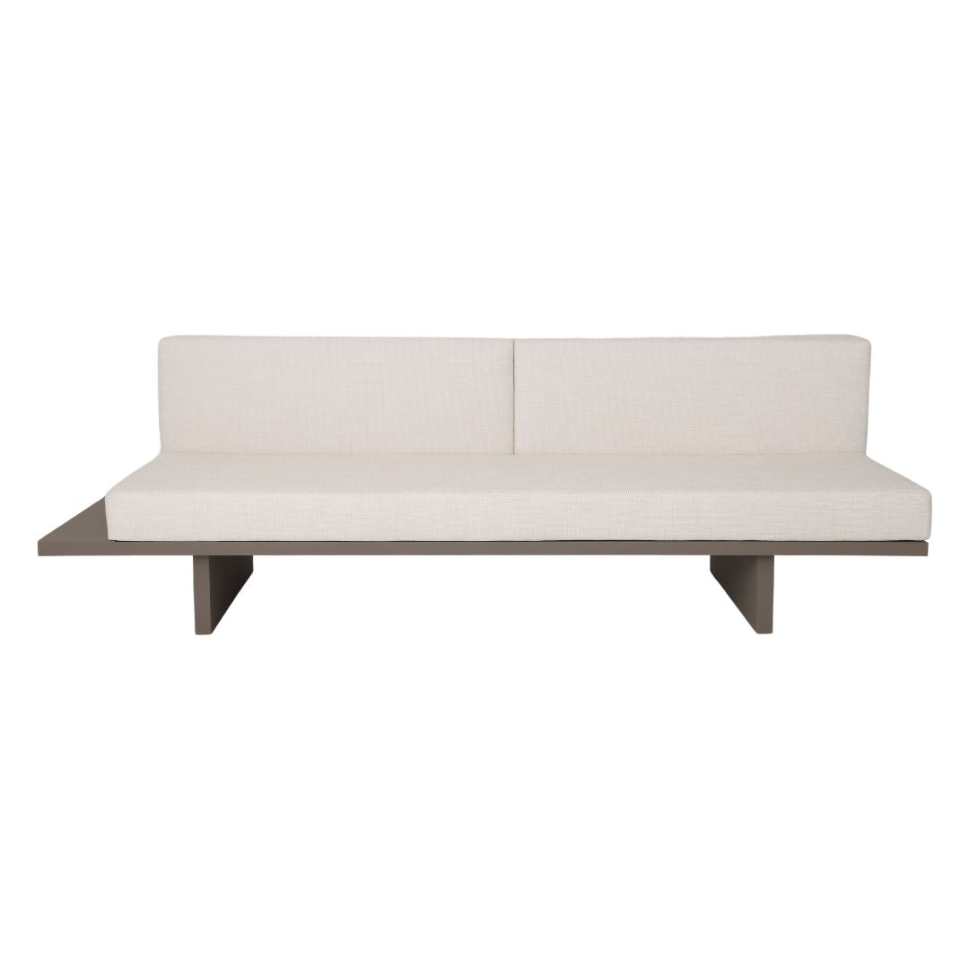 Victus Sofa with Tray without Armrest, Champagne Color, Backrest and Seat Upholstered in Double White Fabric