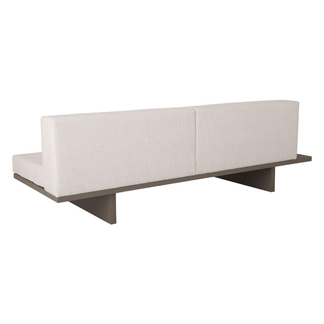 Victus Sofa with Tray without Armrest, Champagne Color, Backrest and Seat Upholstered in Double White Fabric