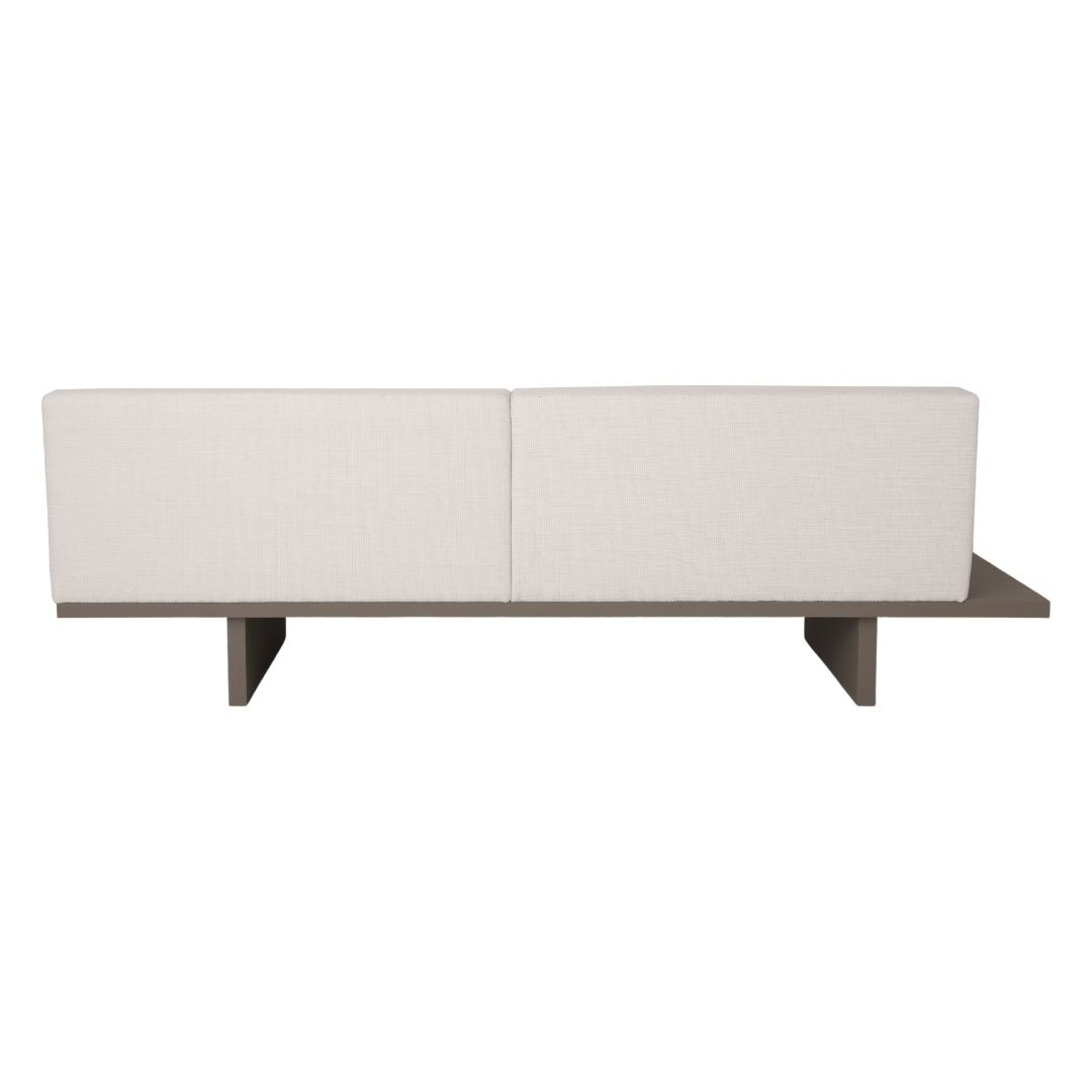 Victus Sofa with Tray without Armrest, Champagne Color, Backrest and Seat Upholstered in Double White Fabric