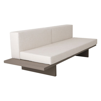 Victus Sofa with Tray without Armrest, Champagne Color, Backrest and Seat Upholstered in Double White Fabric