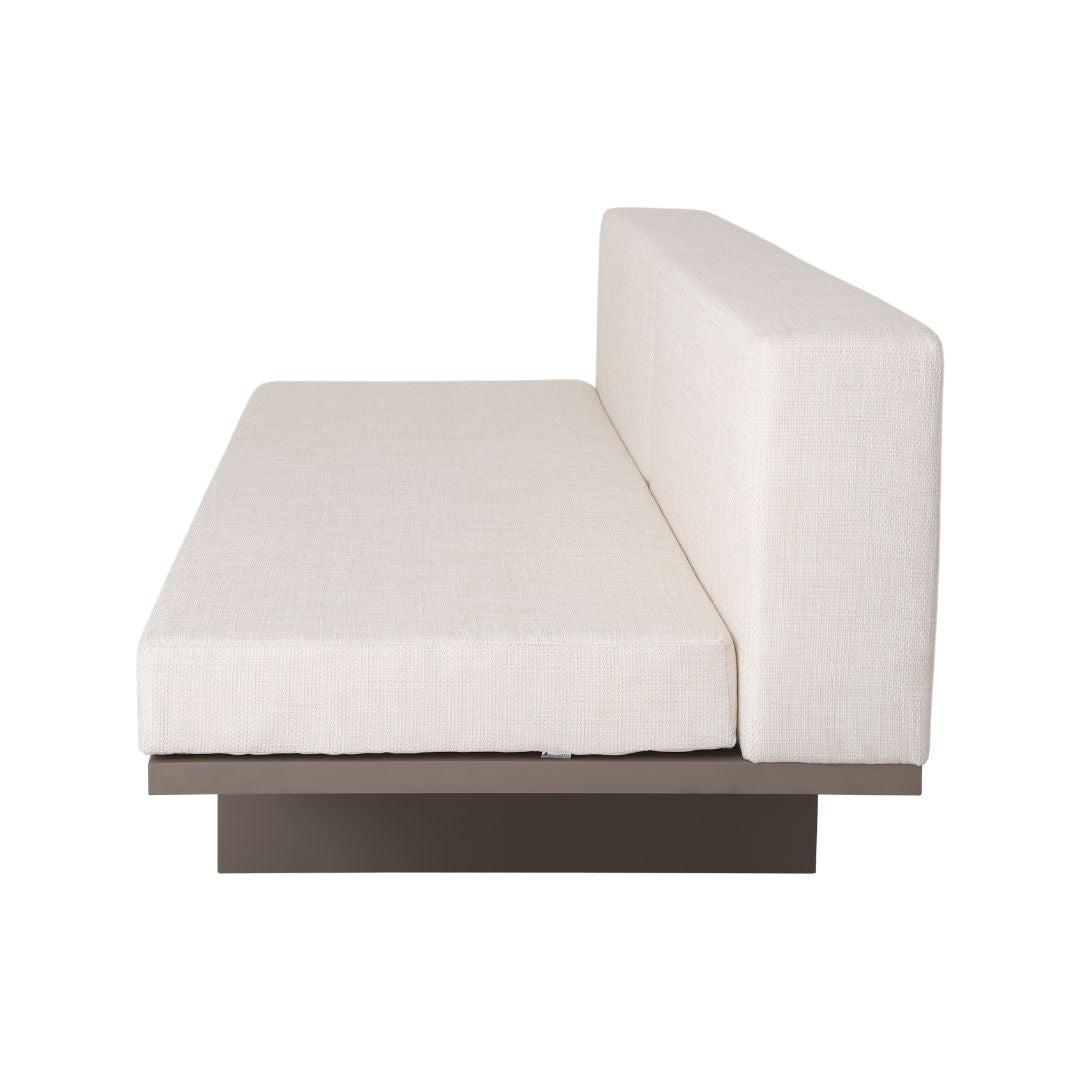 Victus Sofa with Tray without Armrest, Champagne Color, Backrest and Seat Upholstered in Double White Fabric