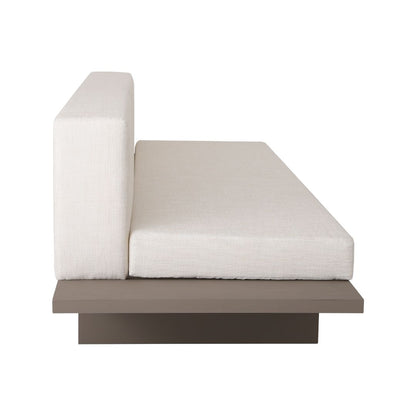 Victus Sofa with Tray without Armrest, Champagne Color, Backrest and Seat Upholstered in Double White Fabric