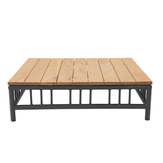 Mesa de Centro Marroco 90x90cm Madeira Freijó Alumínio Cor Chumbo