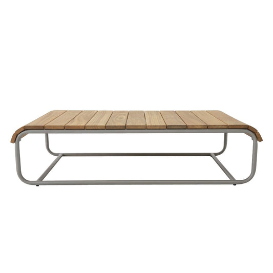 Alba Coffee Table 140x80cm Freijó Wood Aluminum Silver Color