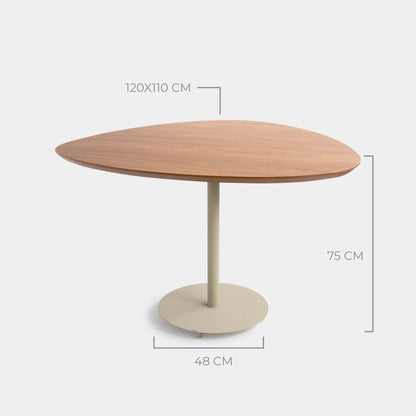 Mesa de Jantar Orgânica Laminada Cor Atlântica Alumínio Cor Terracota 120x110cm