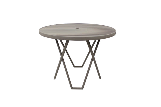 Alegra Round Table 100cm Champagne Color Aluminum Slatted Top