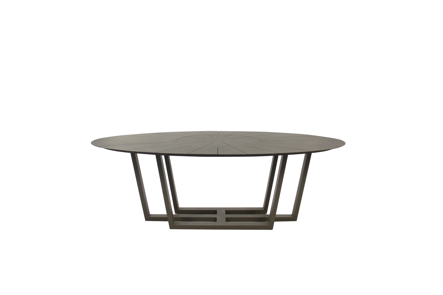 Mesa Oval Diamantina com Prato Giratório 230x120cm Alumínio Cor Fendi