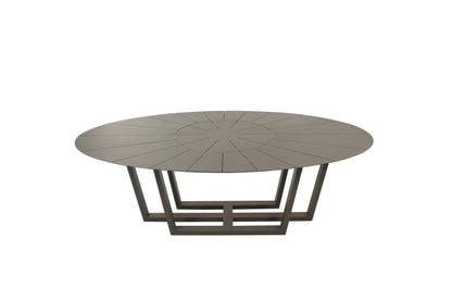 Mesa Oval Diamantina com Prato Giratório 230x120cm Alumínio Cor Fendi