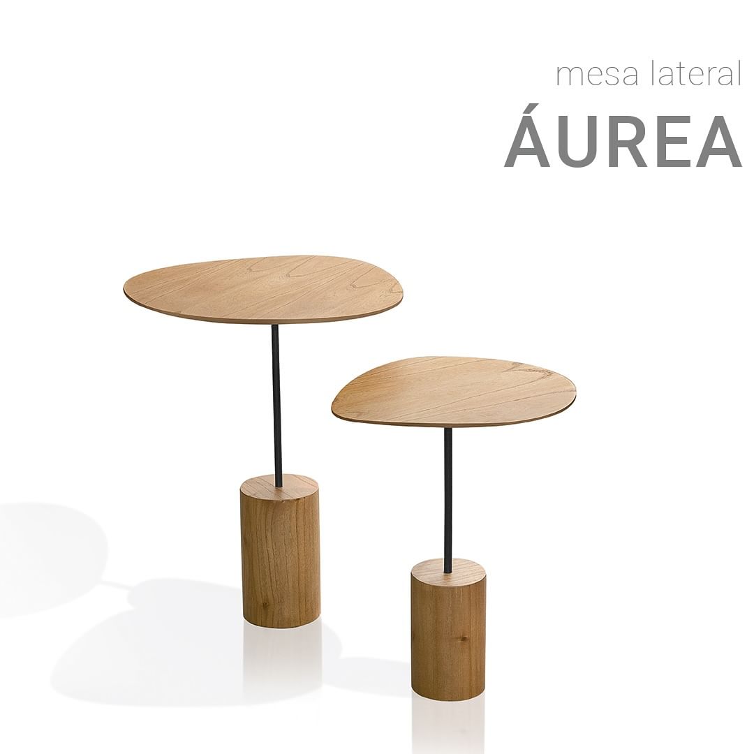 Mesa Lateral Áurea Madeira Cinamomo Ébano 25x25x50cm