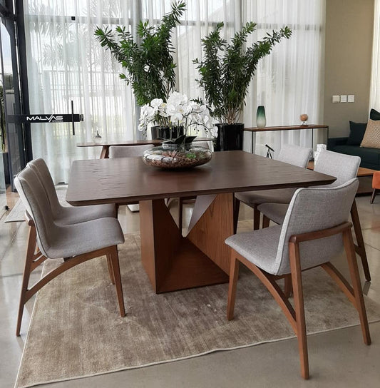 Lisbon Dining Table Brown Oak Wood 150x150x76cm