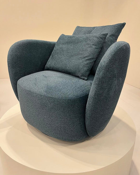 Abbraccio Swivel Armchair with Upholstered Fabric Backrest and Seat D-1026