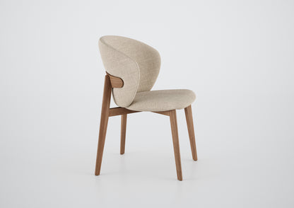 Ginga Chair with Natural Cinnamon Wood Armrests, Upholstered Fabric Backrest and Seat G.2-348