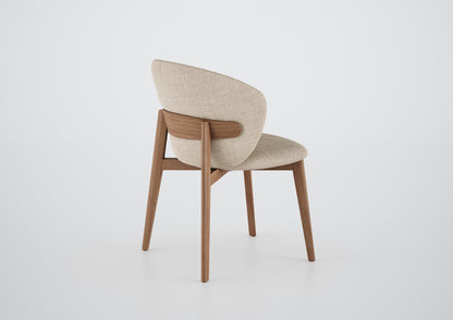 Ginga Chair with Natural Cinnamon Wood Armrests, Upholstered Fabric Backrest and Seat G.2-348