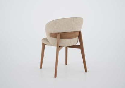 Ginga Chair with Natural Cinnamon Wood Armrests, Upholstered Fabric Backrest and Seat G.2-348