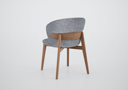 Ginga Chair with Natural Cinnamon Wood Armrests, Upholstered Fabric Backrest and Seat G.2-348