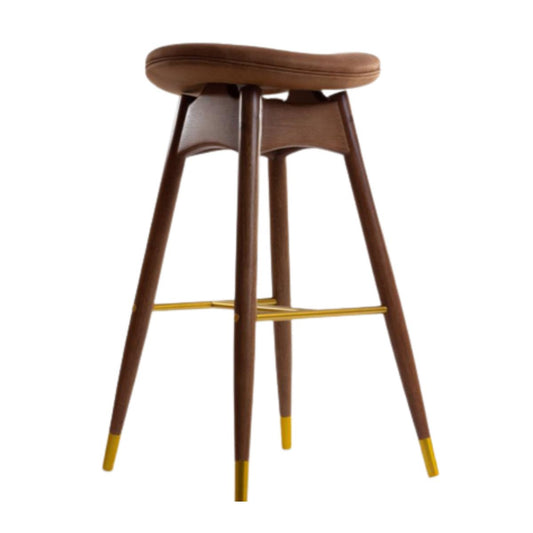 Luci Stool Wood Upholstered Brown Leatherette