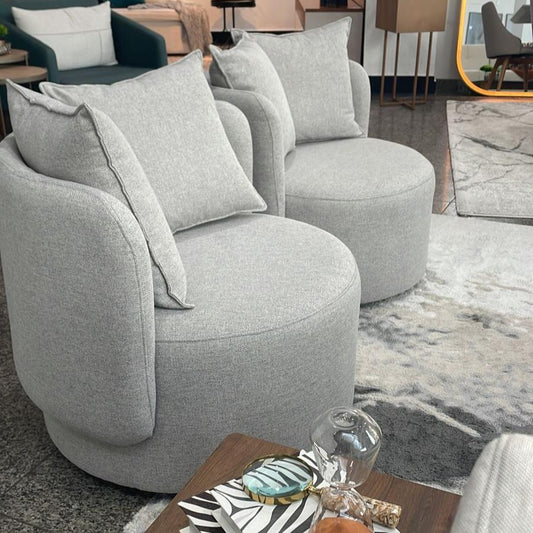 Luna Armchair with Swivel Base, Linen Upholstery, Diamond P320