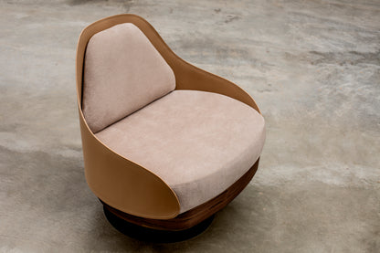 Ginga Chair with Natural Cinnamon Wood Armrests, Upholstered Fabric Backrest and Seat G.2-348