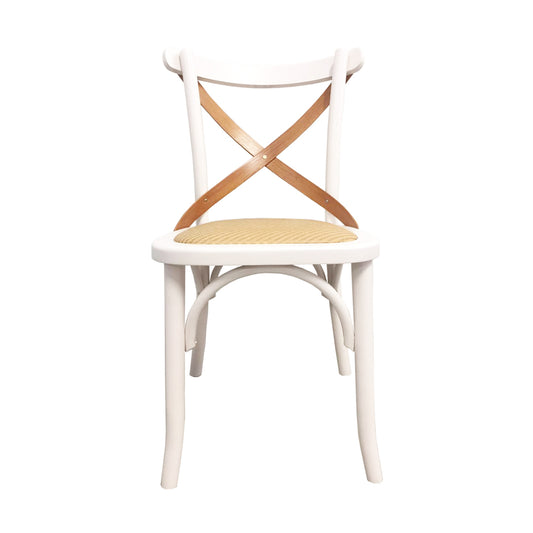 Silla X Pinhão Color Blanco Roto Asiento Ratán Madera