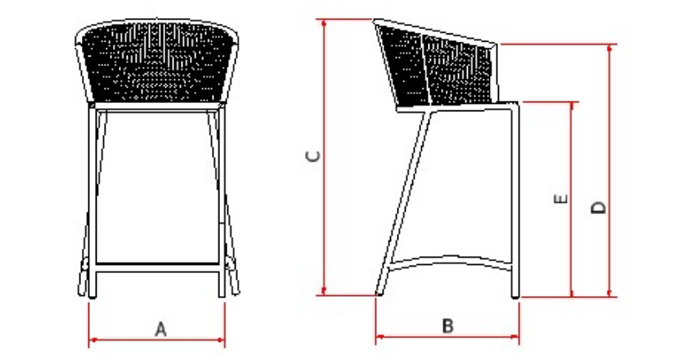 Banqueta Comfort Alumínio Cor Cinza Corda Náutica Cor Cinza