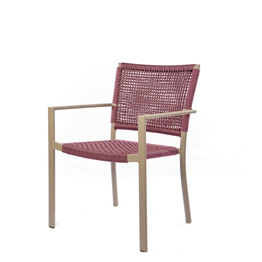 Star Chair with Aluminum Armrest in Fendi Color and Wine-Colored Nautical Rope