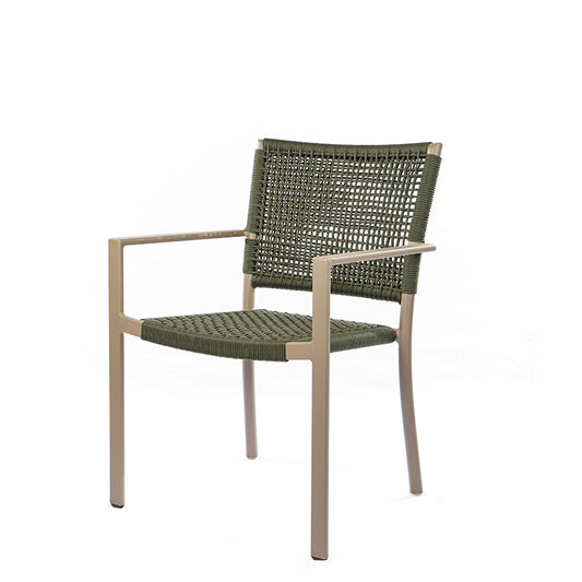 Star Chair with Aluminum Armrest in Fendi Color Nautical Rope Color Moss Green