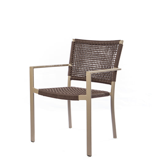 Star Chair with Aluminum Armrest in Fendi Color Nautical Rope in Brown Color