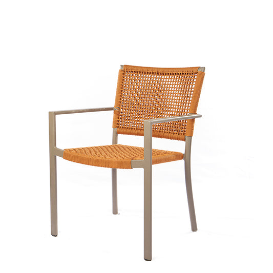 Star Chair with Aluminum Armrest in Fendi Color and Ocher Nautical Rope