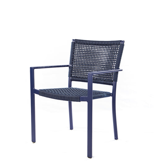 Star Chair with Aluminum Armrest in Blue Color and Nautical Rope in Blue Color