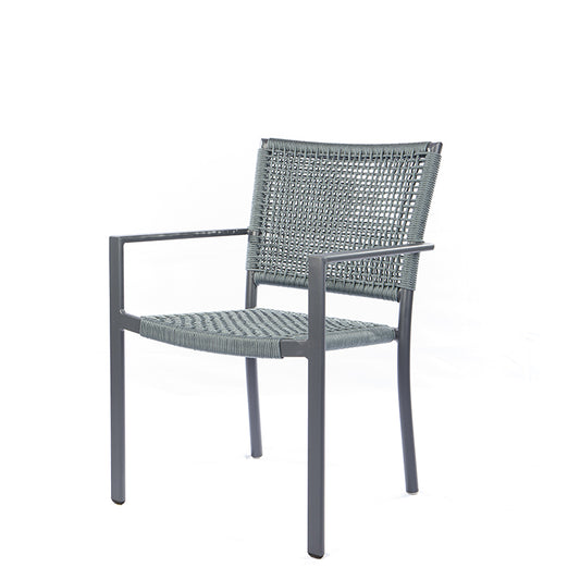 Star Chair with Aluminum Armrest in Fendi Color Nautical Rope Color Gray